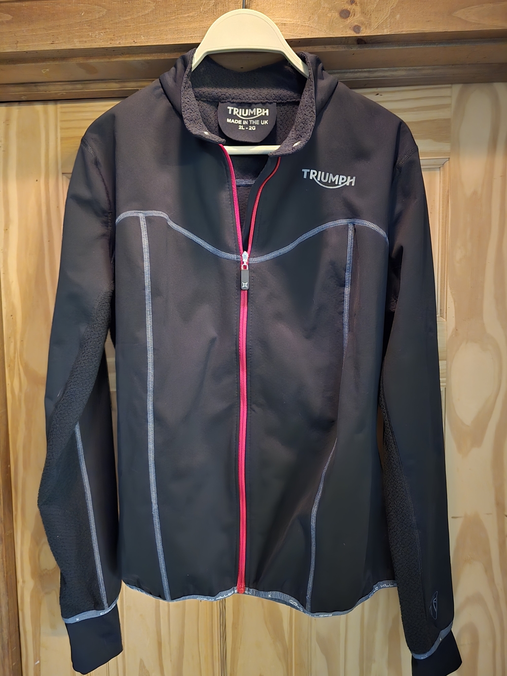 Triumph Motorcycle Black Mid Layer Jacket with Pink Trim Large